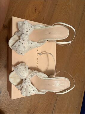 Loeffler Randall Camellia Heeled Sandal in White Rhinestone